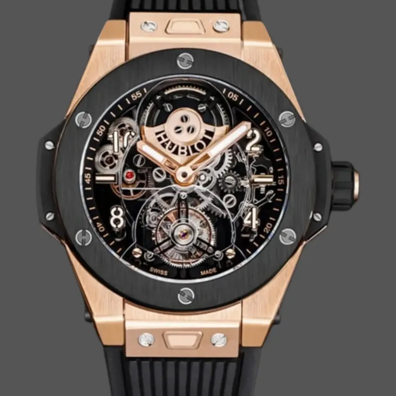 Hublot Big Bang Tourbillon Skeleton 429.OQ.0180.RX Replica - Fabric Strap Bicolore