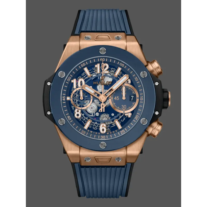 Hublot Big Bang Unico King Gold Blue Ceramic 421.OL.5180.RX Replica - Cadran Bleu Or