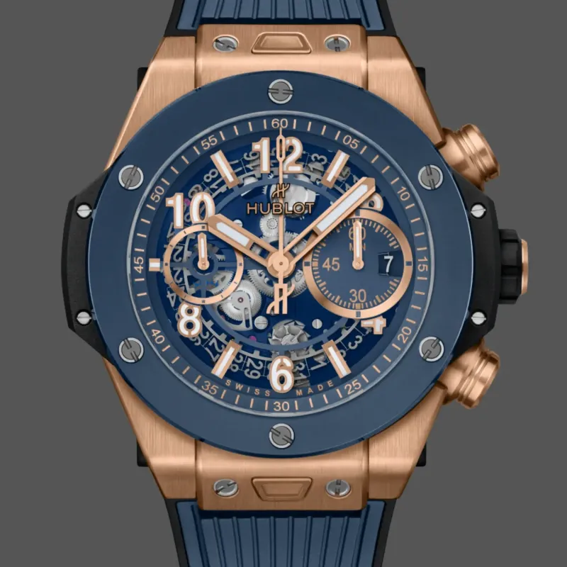 Hublot Big Bang Unico King Gold Blue Ceramic 421.OL.5180.RX Replica - Cadran Bleu Or