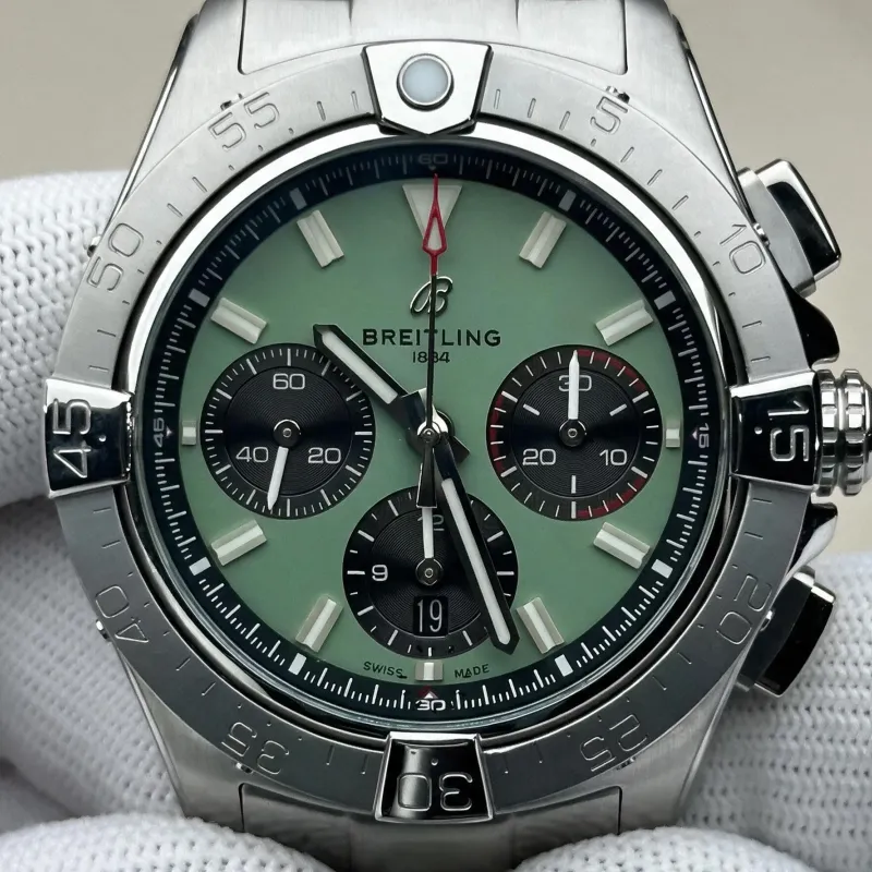 Breitling Chronomat B01 42 AB0147101L1A1 Replica - Cadran Vert Menthe Acier Inoxydable