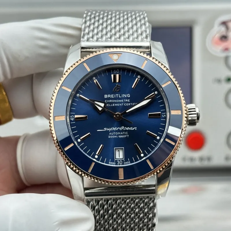 Breitling Superocean Heritage UB2010161C1A1 Replica - Cadran Bleu Maille Milanaise