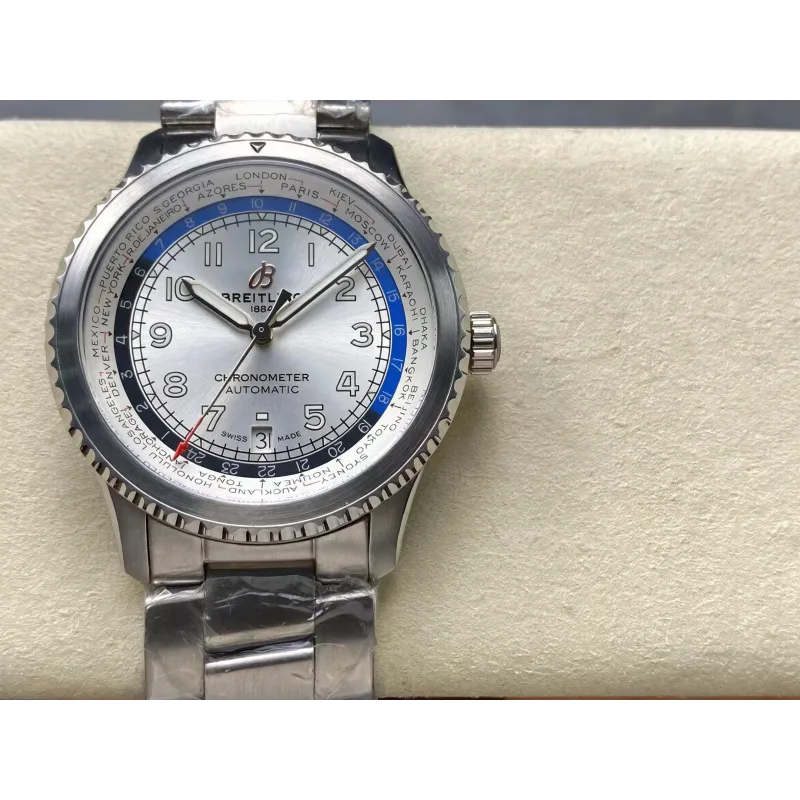 Breitling Navitimer 8 B35 Automatic Unitime 43 AB3521U01G1A1 Replica - Cadran Argent