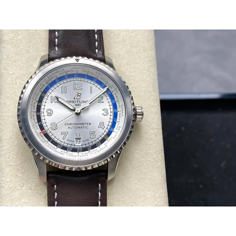 Breitling Navitimer 8 B35 Automatic Unitime 43 AB3521U01G1P1 Replica - Cadran Argent
