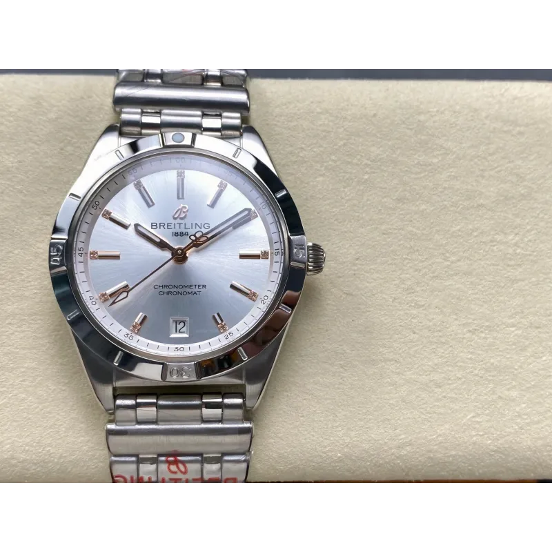 Breitling Chronomat Femme A10380101A2A1 Replica - Cadran Argent Lunette Cannelee