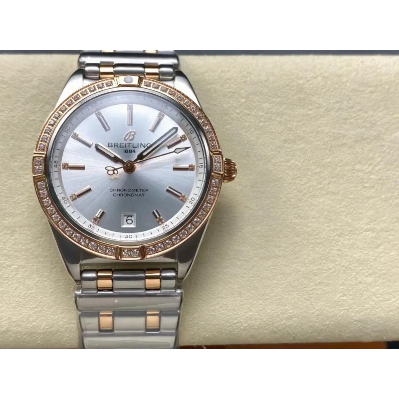Breitling Chronomat Femme U10380591A1U1 Replica - Cadran Argent Lunette Cannelee