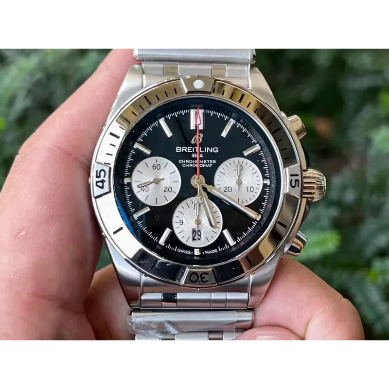 Breitling Chronomat AB0134101B1A1 Replica - Cadran Noir Lunette Cannelee