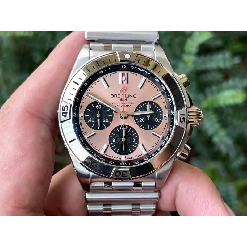 Breitling Chronomat AB0134101K1A1 Replica - Beige Lunette Cannelee