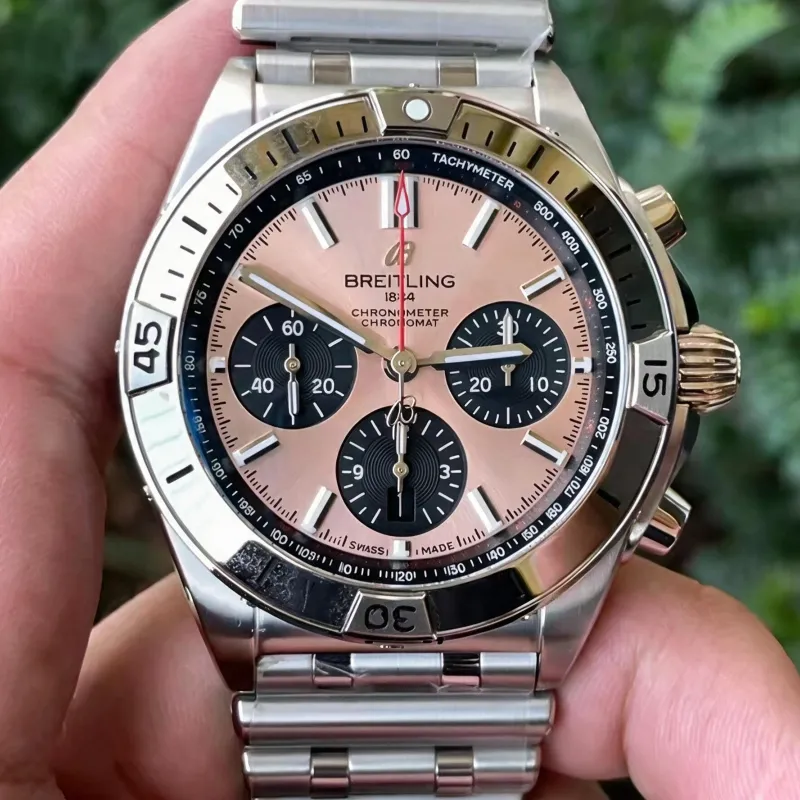 Breitling Chronomat AB0134101K1A1 Replica - Beige Lunette Cannelee