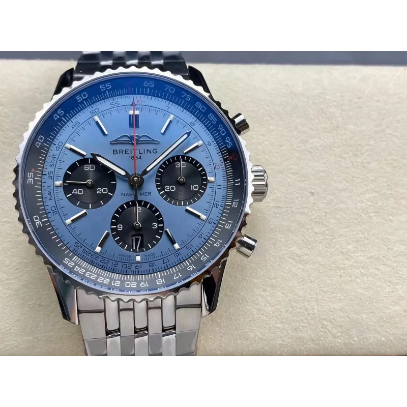 Breitling Navitimer AB0138241C1A1 Replica - Cadran Bleu Lunette Cannelee