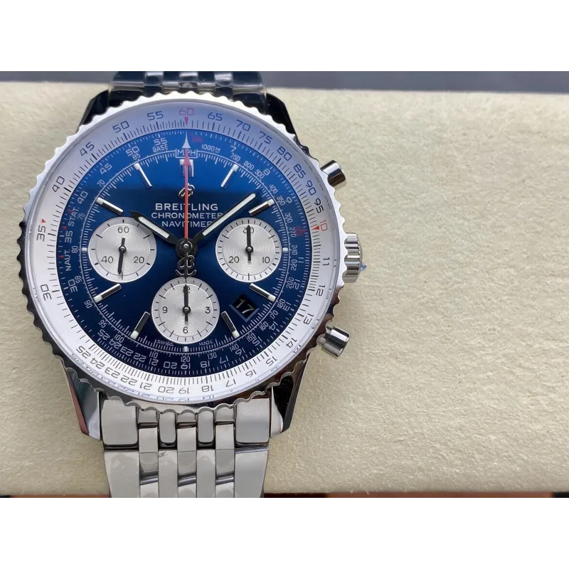 Breitling Navitimer AB0127211C1A1 Replica - Cadran Bleu Lunette Cannelee