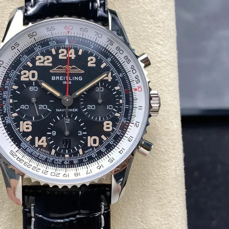 Breitling Navitimer PB02301A1B1P1 Replica - Cadran Noir Lunette Cannelee