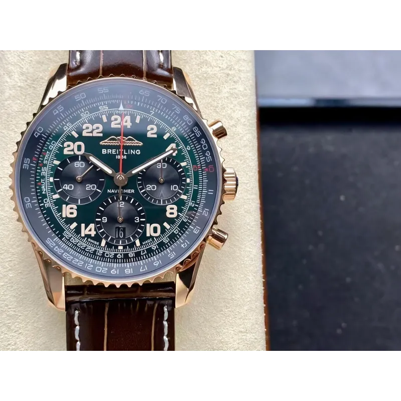 Breitling Navitimer RB12302A1L1P1 Replica - Cadran Vert Lunette Cannelee