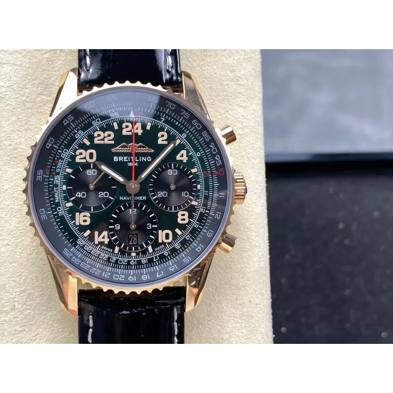 Breitling Navitimer RB12302A1L1P1 Replica - Cadran Vert Lunette Cannelee