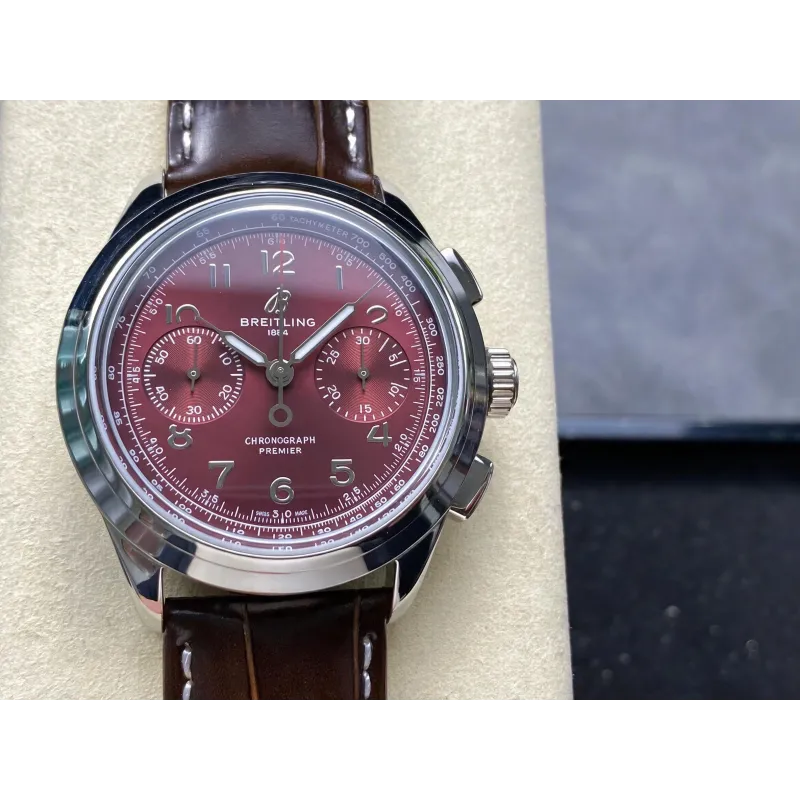 Breitling Premier B09 Chronograph 40 AB0930D41K1P1 Replica - Cadran Rouge Acier Inoxydable