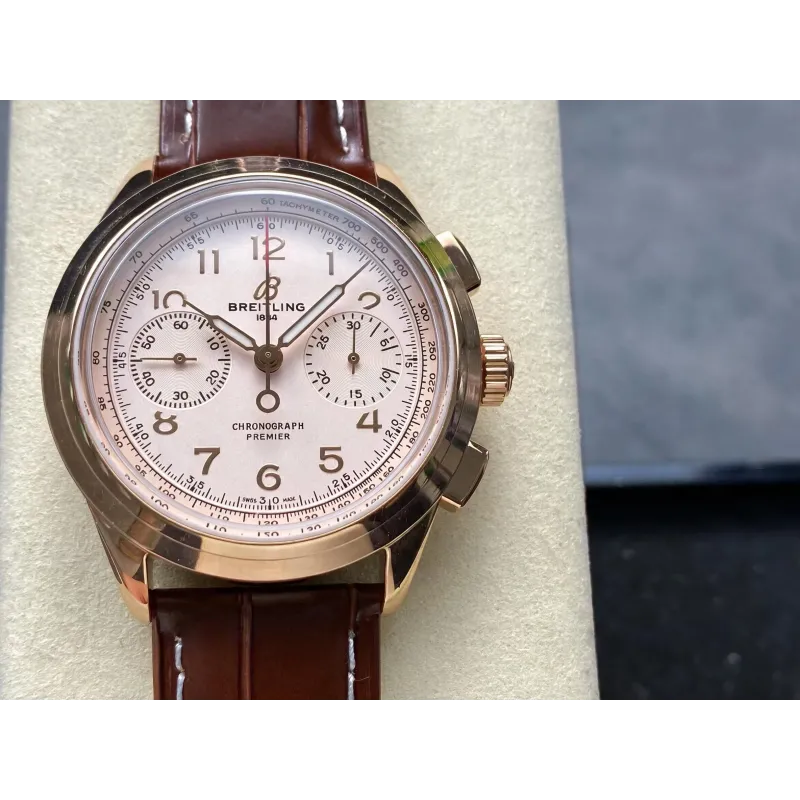 Breitling Premier B09 Chronograph 40 Rose Gold RB0930371G1P1 Replica - Cadran Argent