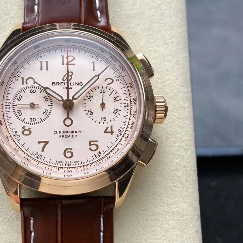 Breitling Premier B09 Chronograph 40 Rose Gold RB0930371G1P1 Replica - Cadran Argent