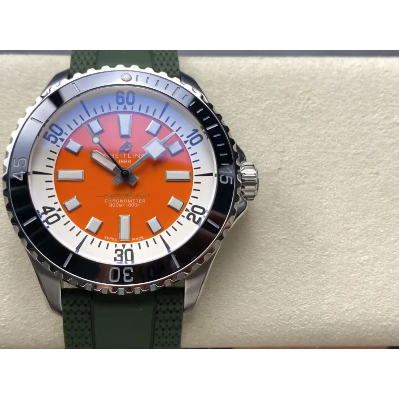 Breitling Superocean 42 A173751A1O1S1 Replica - Cadran Orange Bracelet Caoutchouc