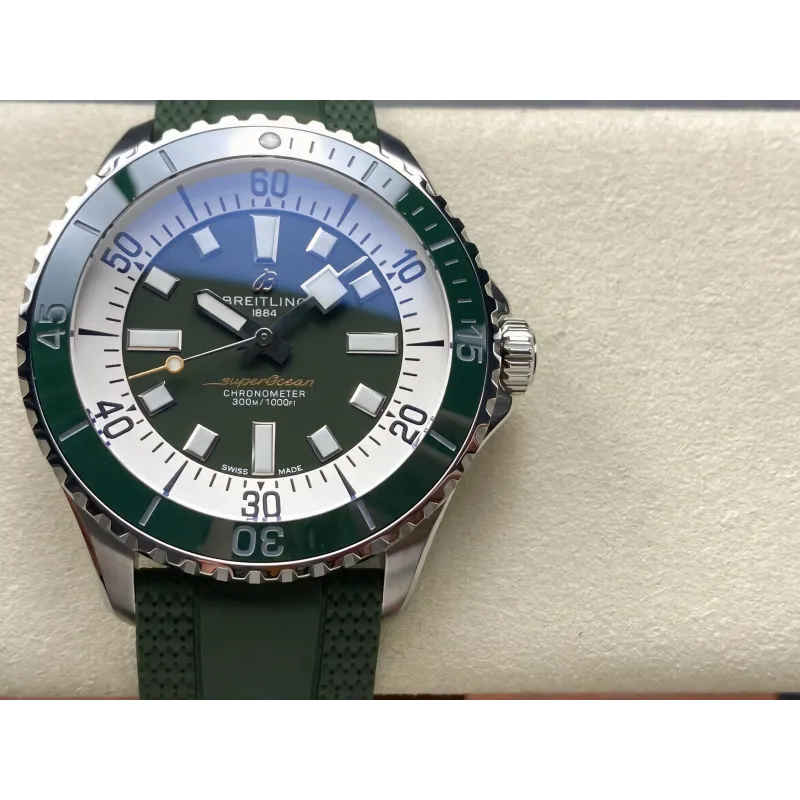 Breitling Superocean 42 A17375A31L1S1 Replica - Cadran Vert Bracelet Caoutchouc