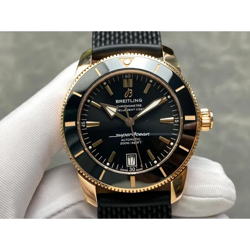 Breitling Superocean Heritage RB2010121B1S1 Replica - Cadran Noir Lunette Cannelee