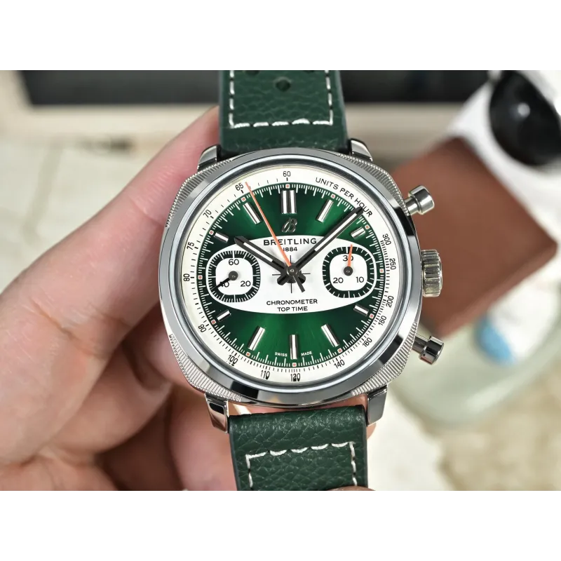 Breitling Top Time Chronograph AB01771A1L1X1 Replica - Cadran Vert Acier Inoxydable