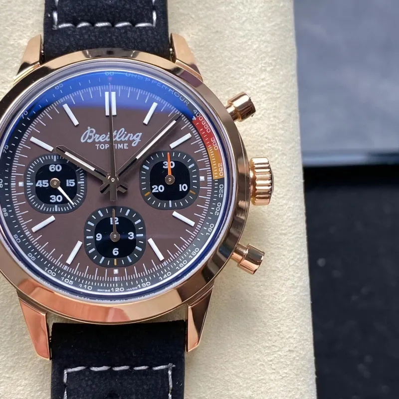 Breitling Top Time B01 Chronograph RB01761A1Q1X1 Replica - Cadran Marron Bracelet Cuir