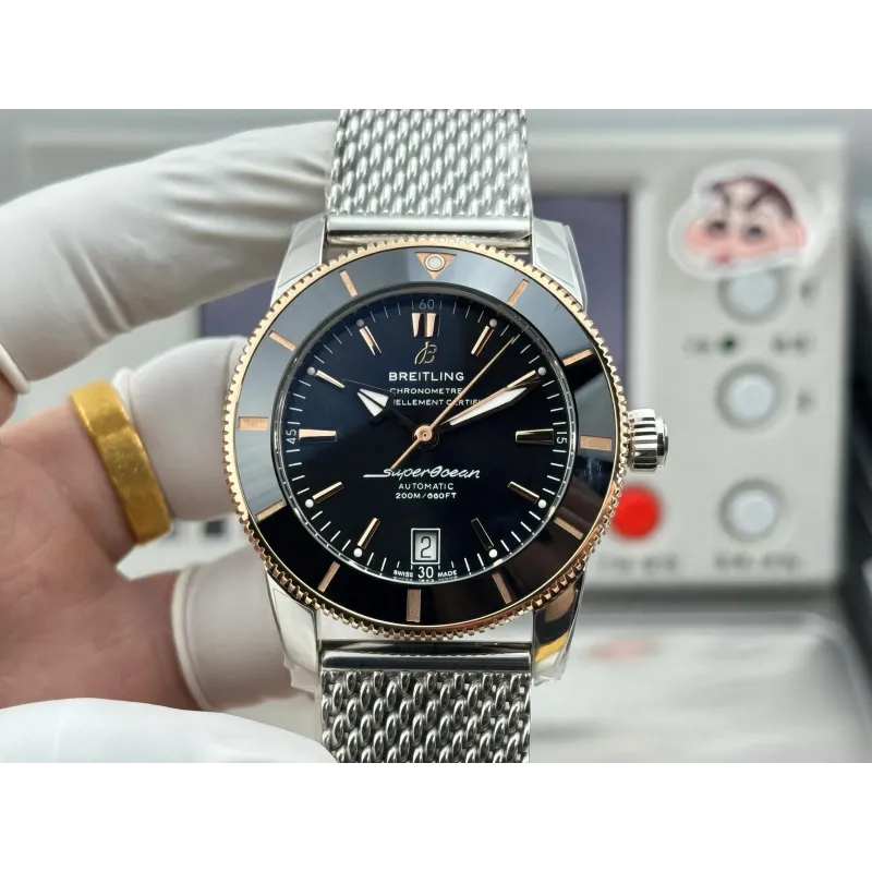 Breitling Superocean Heritage UB2010121B1A1 Replica - Cadran Noir Maille Milanaise