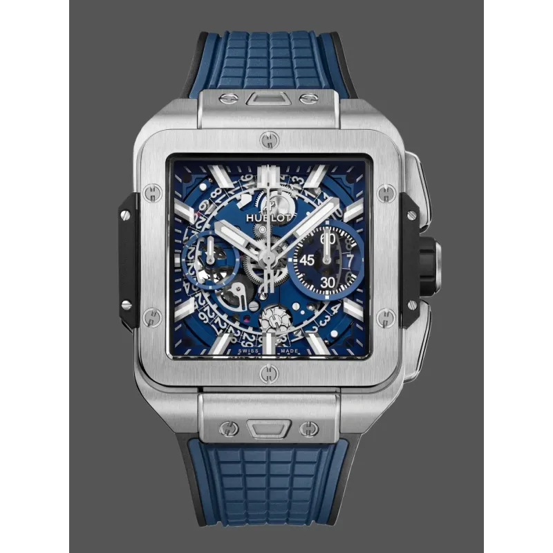 Hublot Square Bang Unico Titanium Blue 821.NX.5170.RX Replica - Bracelet Caoutchouc Titane