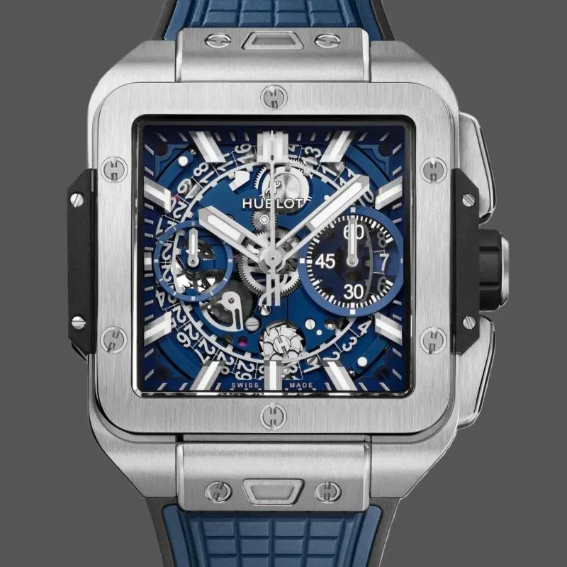 Hublot Square Bang Unico Titanium Blue 821.NX.5170.RX Replica - Bracelet Caoutchouc Titane