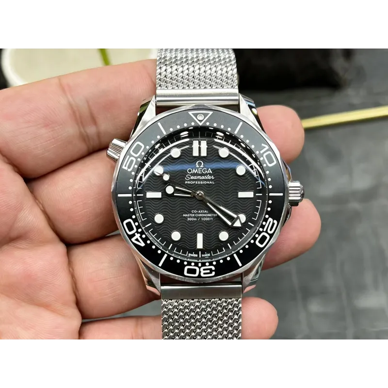 Omega Seamaster 210.30.42.20.01.010 Replica - Cadran Noir Lunette Cannelee