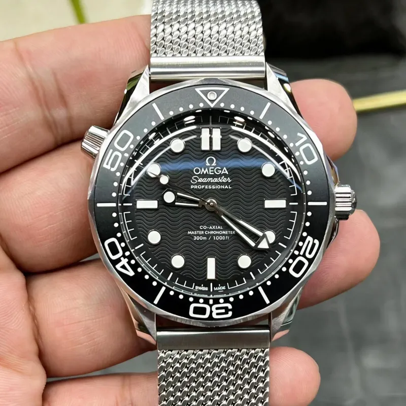 Omega Seamaster 210.30.42.20.01.010 Replica - Cadran Noir Lunette Cannelee