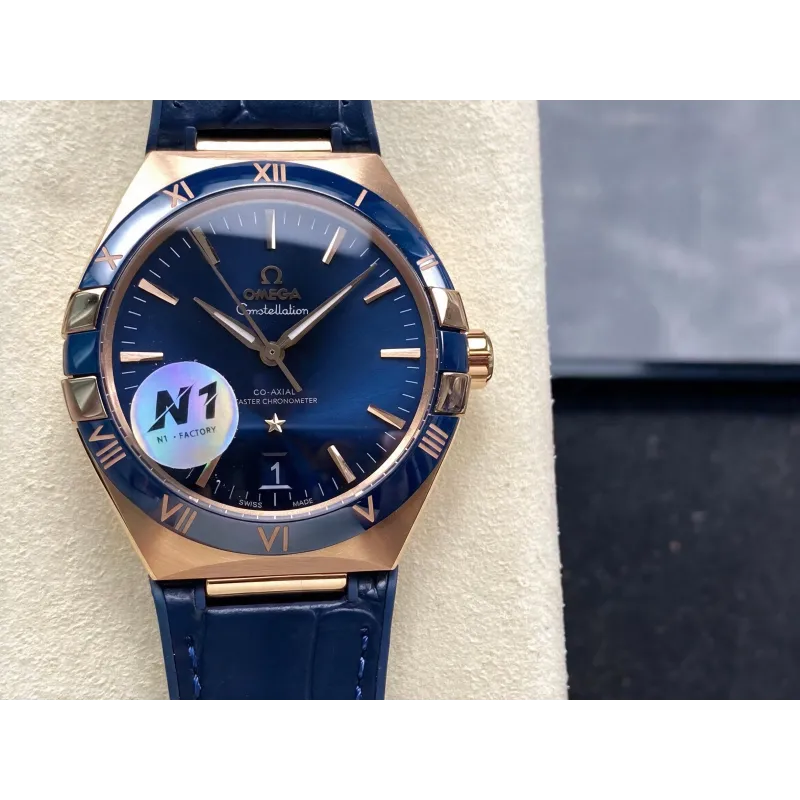 Omega Constellation 131.63.41.21.03.001 Replica - Cadran Bleu Or Rose