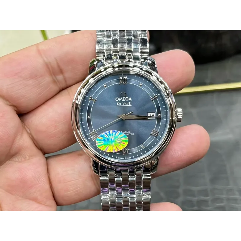 Omega De Ville 424.10.40.20.03.002 Replica - Cadran Bleu Acier Inoxydable
