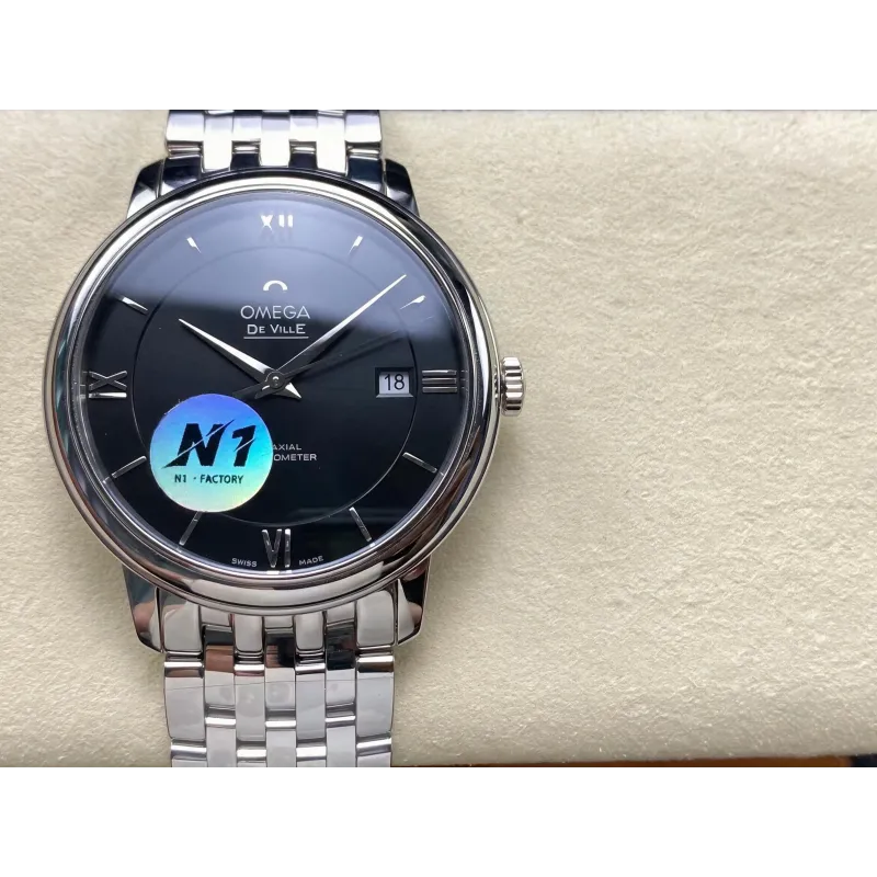 Omega De Ville 424.10.40.20.01.001 Replica - Cadran Noir Acier Inoxydable