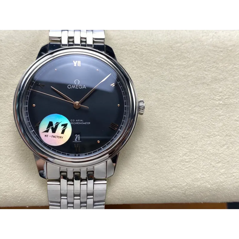 Omega De Ville 434.10.40.20.01.001 Replica - Cadran Noir Acier Inoxydable
