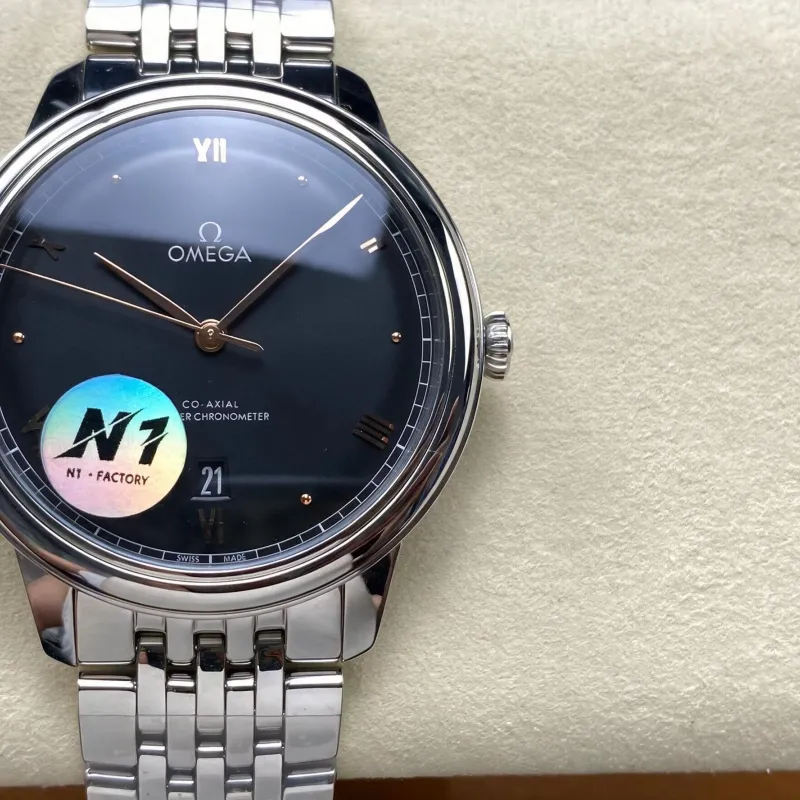 Omega De Ville 434.10.40.20.01.001 Replica - Cadran Noir Acier Inoxydable