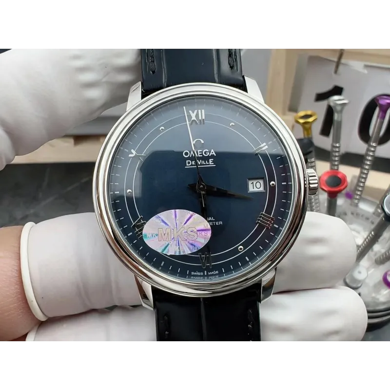 Omega De Ville 424.13.40.20.03.002 Replica - Cadran Bleu Acier Inoxydable