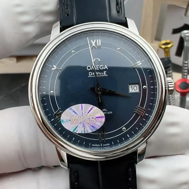 Omega De Ville 424.13.40.20.03.002 Replica - Cadran Bleu Acier Inoxydable