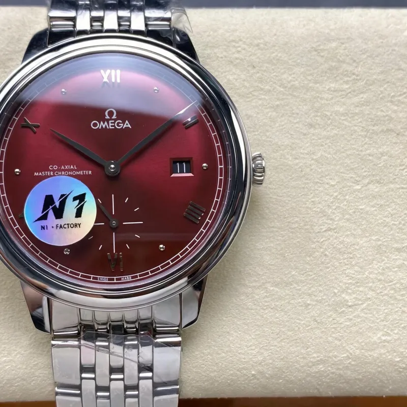 Omega De Ville 434.10.41.20.11.001 Replica - Cadran Rouge Acier Inoxydable