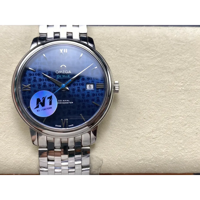 Omega De Ville 424.10.40.20.03.003 Replica - Cadran Bleu Acier Inoxydable