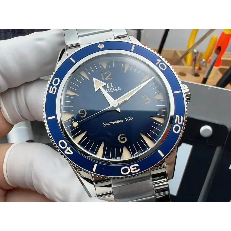 Omega Seamaster 234.30.41.21.03.001 Replica - Cadran Bleu Lunette Cannelee