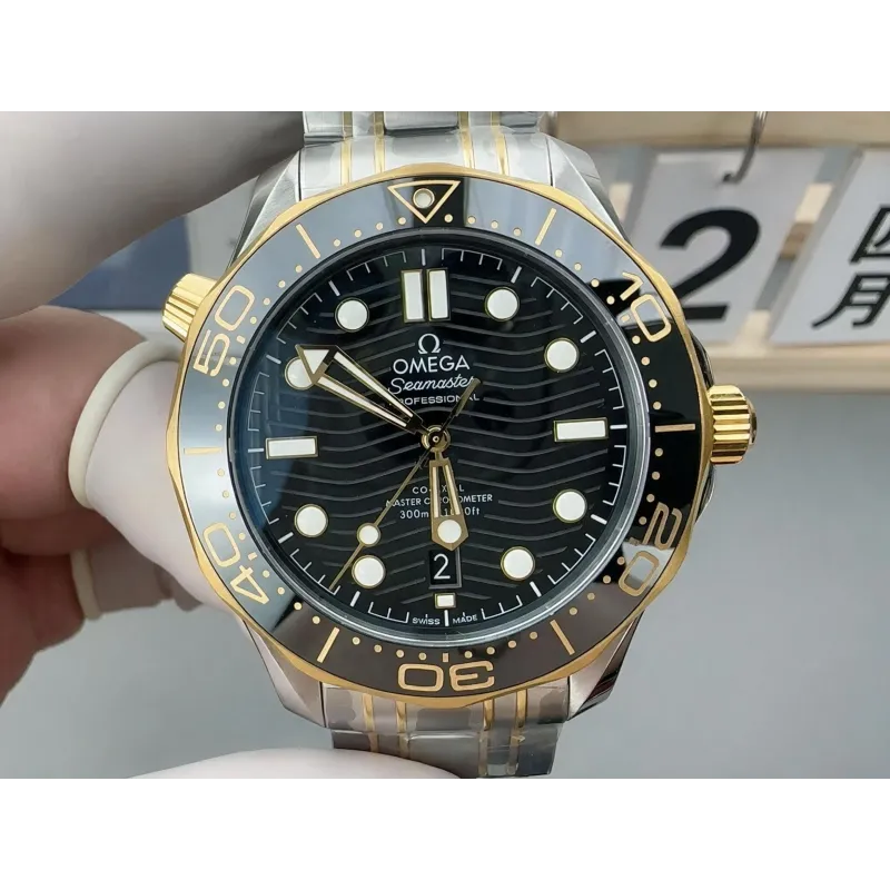 Omega Seamaster 210.20.42.20.01.002 Replica - Cadran Noir Lunette Cannelee