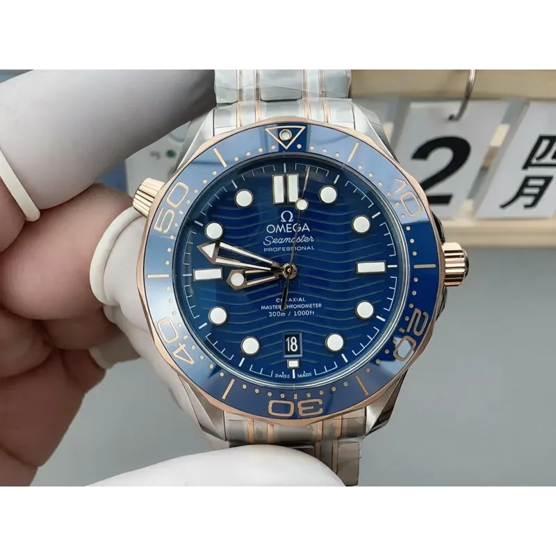 Omega Seamaster 210.20.42.20.03.002 Replica - Cadran Bleu Lunette Cannelee