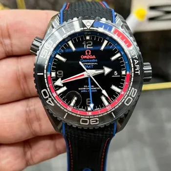Omega Seamaster 215.92.46.22.01.004 Replica - Cadran Noir Lunette Cannelee