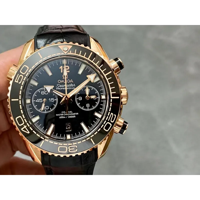 Omega Seamaster Planet Ocean 600M 215.63.46.51.01.001 Replica - Cadran Noir Bracelet Cuir