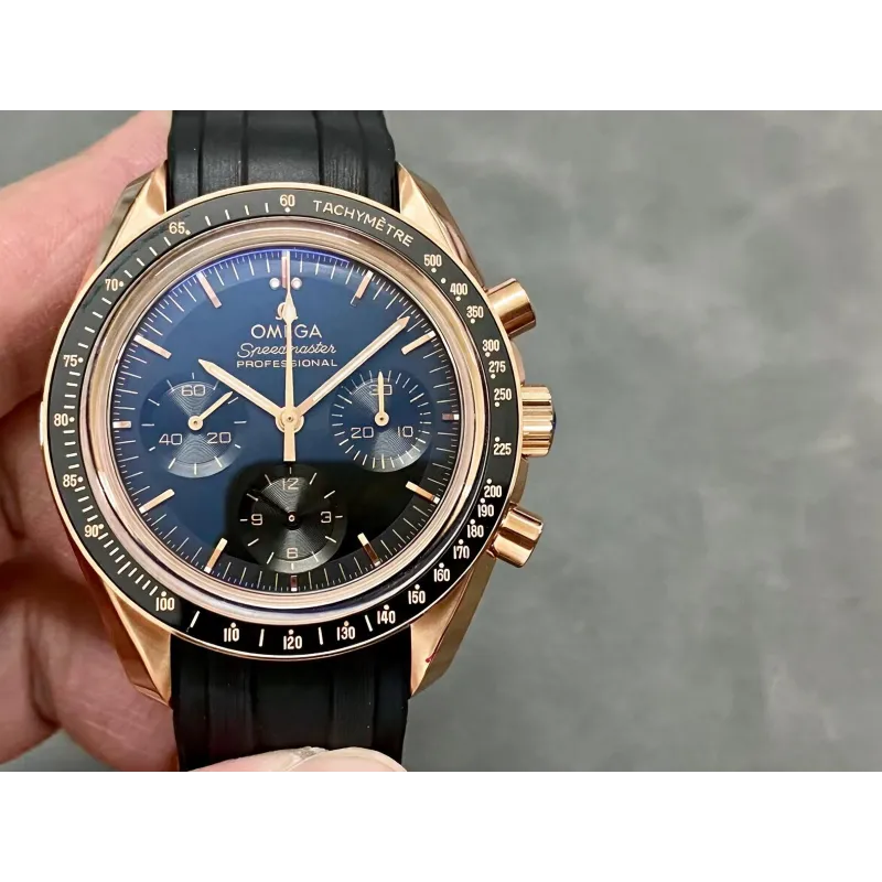 Omega Speedmaster 310.63.42.50.01.001 (RUBBER STRAP) Replica - Cadran Noir Or Rose