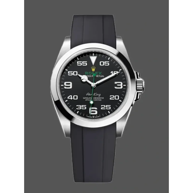 Rolex Air-King 126900 Replica - Cadran Noir Bracelet Caoutchouc