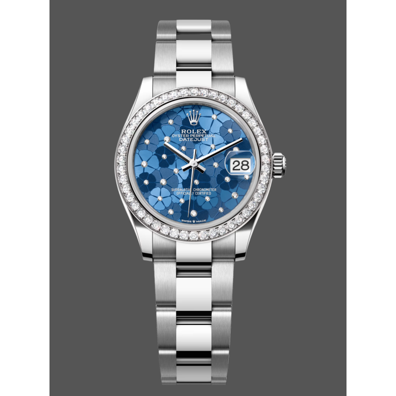 Rolex Datejust Femme 278384RBR Replica - Cadran Bleu Lunette Diamants