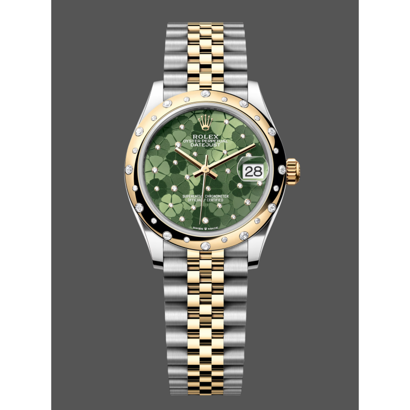 Rolex Datejust Femme 278343RBR Replica - Cadran Vert Olive Lunette Diamants