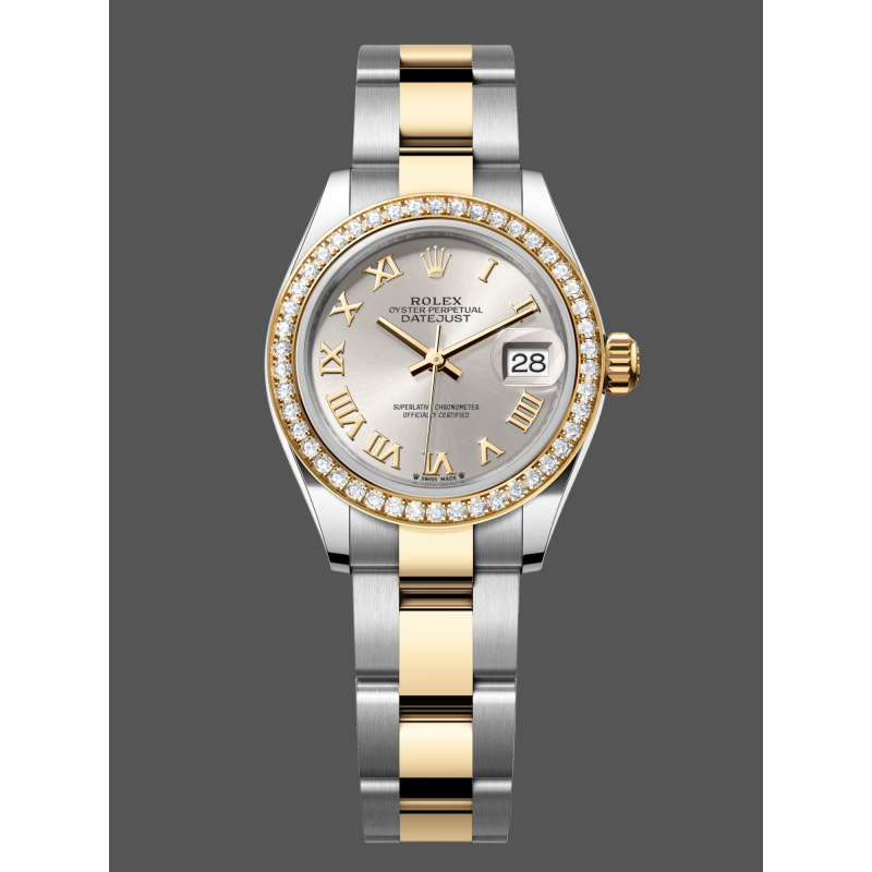 Rolex Datejust s Unisexe 126283RBR Replica - Cadran Argent Lunette Diamants