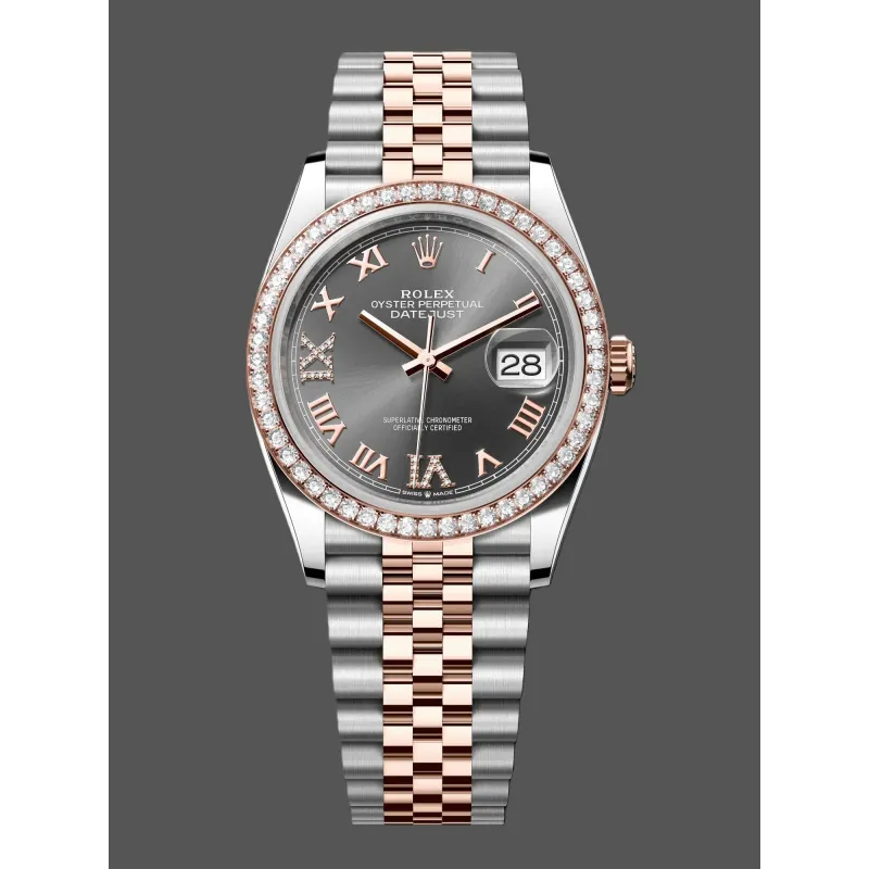 Rolex Datejust 36 Unisexe 126281RBR Replica - Cadran Chocolat Lunette Diamants